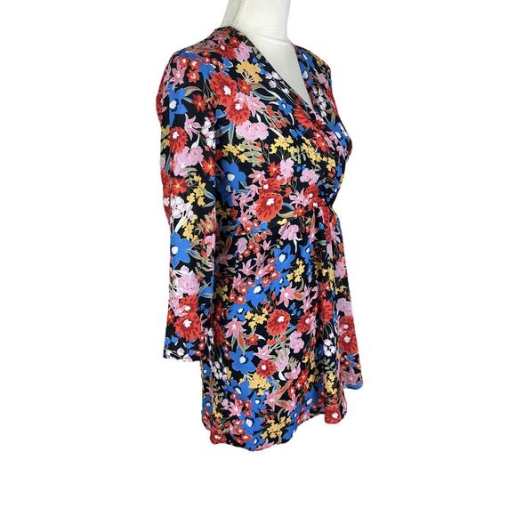 Revolve RESA Iris Bow Floral Surplice Mini Dress V-Neck Long Sleeve Size XS - Picture 3 of 7